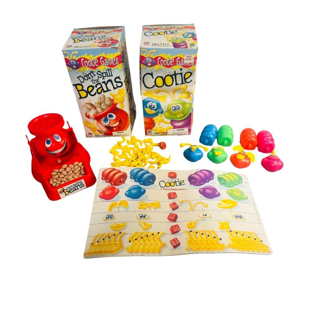 Milton Bradley Cootie & Don't Spill the Beans Games Bundle 1999 Vintage Toys